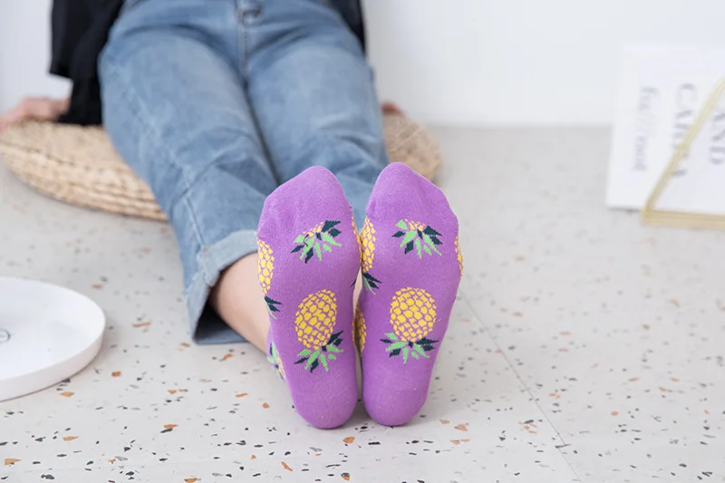 Новые модные фруктовые носочки авокадо яблока ананас черешня Веселые хлопковые мужские короткие носки без шоу Летние повседневные носки для женщин
