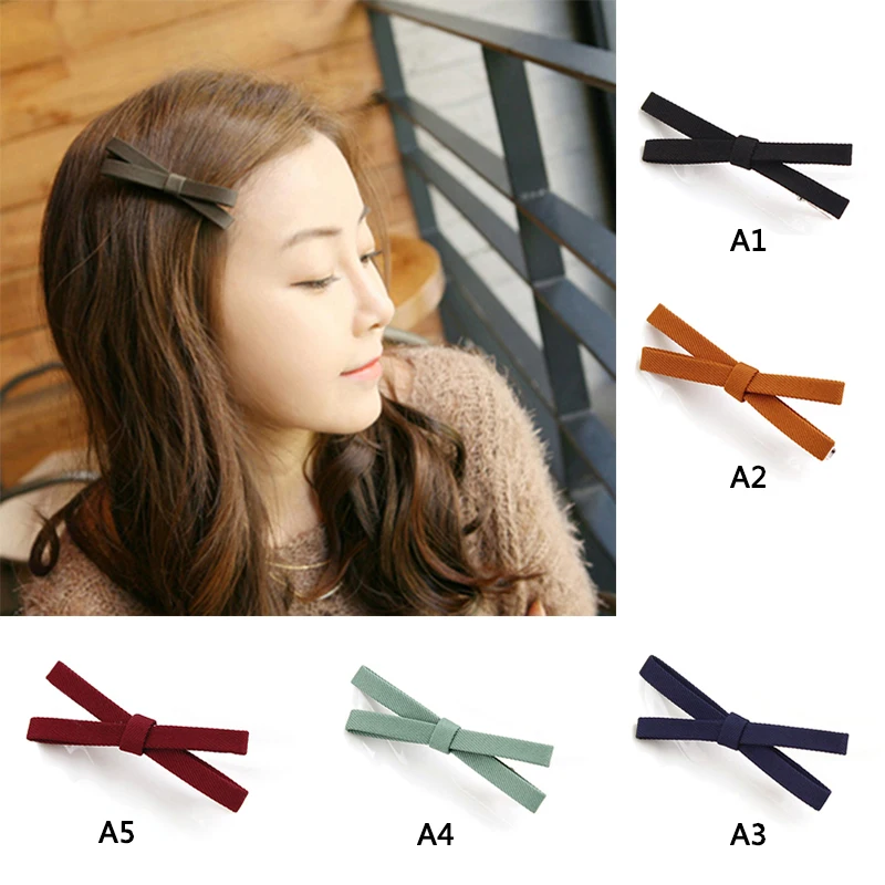 

Simple Bowknot Hairclips Bow Cross Ribbon Fabric Barrettes Women Girls Hairpins Female Girl Headwear Hair Accessories