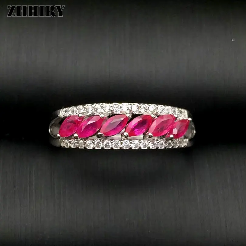 925 Sterling Silver Real Genuine Ruby and Diamond Womens Eternity Band Ring