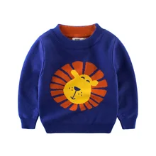 Свитера для мальчиков и девочек; Хлопковые вязаные свитера с круглым вырезом и рисунком динозавра и Льва; детская верхняя одежда для мальчиков и девочек; теплая одежда