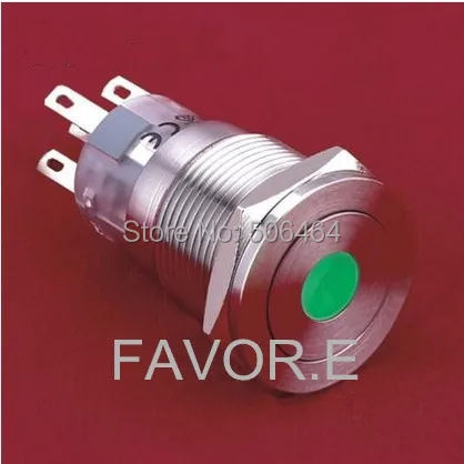 

* LED Stainless steel 19mm IP67 5A/250VAC 2NO 2NC dot illuminated Momentary metal Push Button Switch ultra-flat