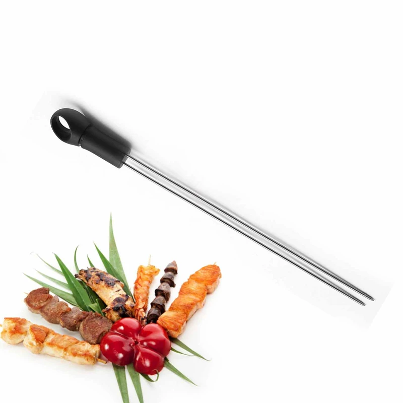 36cm/14inch Thickness Stainless Steel Flat Meat Sticks With Skidproop Handle Camping Party Roast