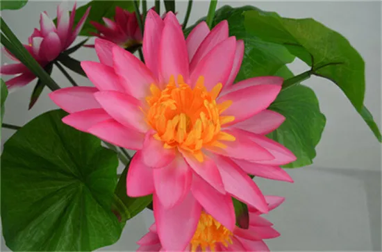 Искусственный цветок лотоса кувшинки 120 см/47,24 дюйма Длина 6 шт. ткань кувшинки для дома витрина рождественские вечерние украшения - Цвет: pink
