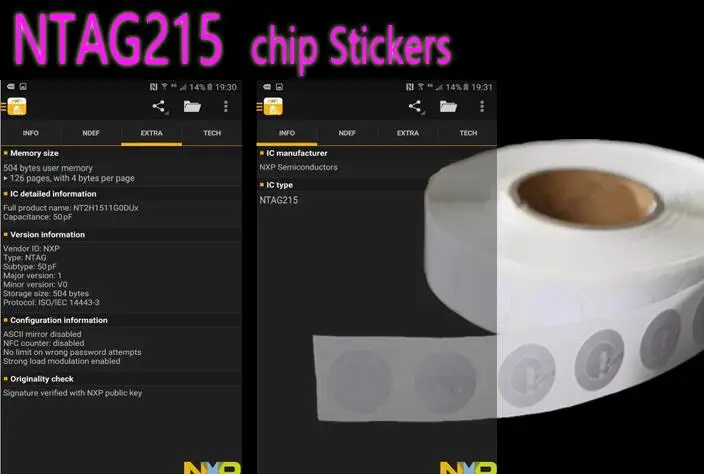 100 шт. NFC ntag215 ISO14443A NFC Наклейки NFC Forum Тип 2 Пометить все NFC телефон