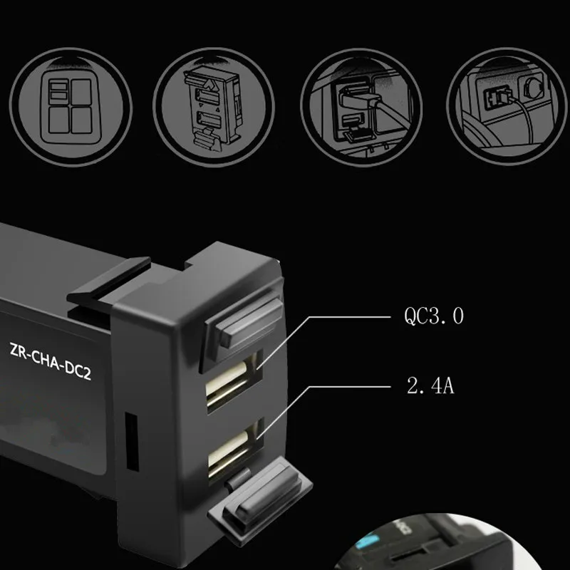 Автомобильное зарядное устройство с интерфейсом USB, двойной порт usb с QC 3,0, быстрая зарядка для Lexus IS250 GX460 ES350 IS300h IS200t LX570 RC200t ES300h