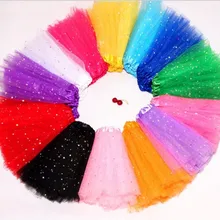 Модные детские звездный блеск Танец юбка-пачка для девочек блесток 3 слоев тюля юбка-американка для девочек Детская шифоновая 2-8years лет