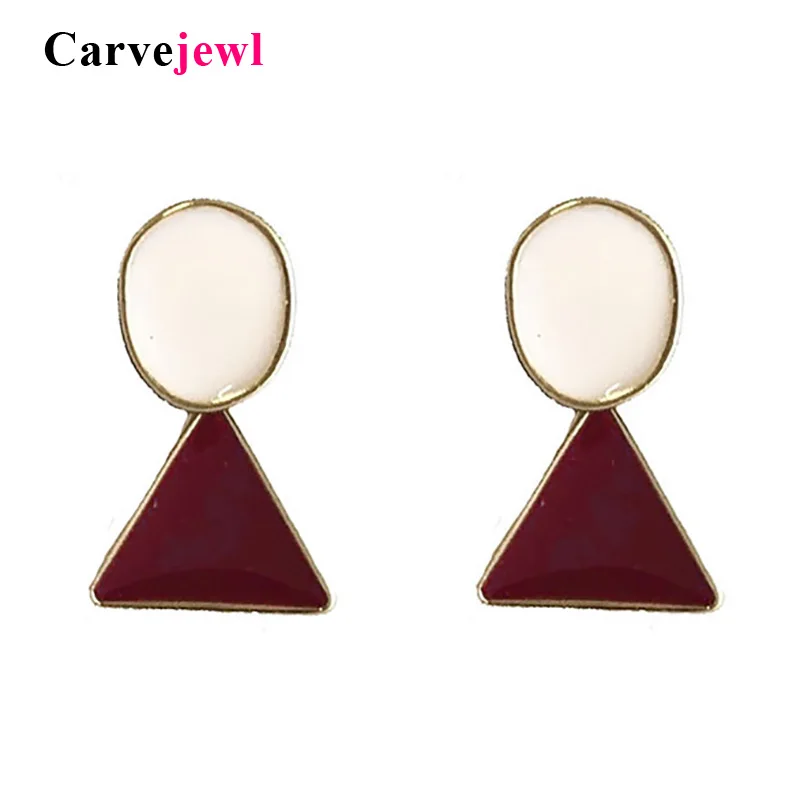

Carvejewl new Korea design hand made enamel glaze dangle earrings cute geometric triangle oval plastic post anti allergy earring