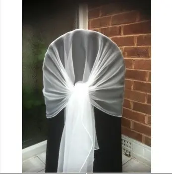 

White chair cover hood/wrap tie back sash bow