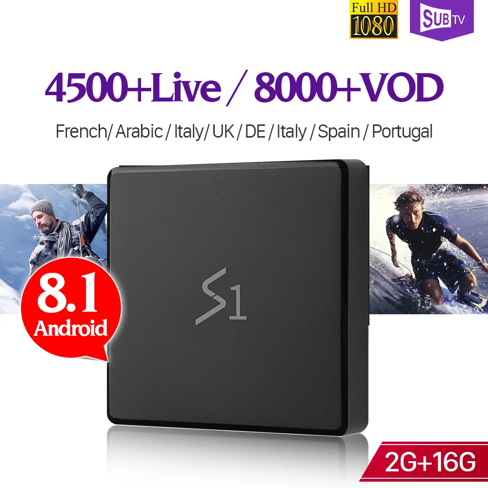 

France Arabic IPTV Leadcool S1 Android 8.1 RK3229 2+16G Full HD Live IPTV SUBTV Support 4K H.265 TV Box As X96 Mini French Box