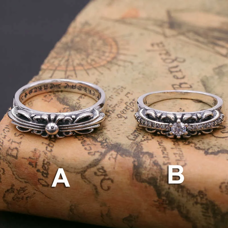 

S925 sterling silver ring personality fashion jewelry simple cross mosaic ochre couple style 2018 new love to send gifts