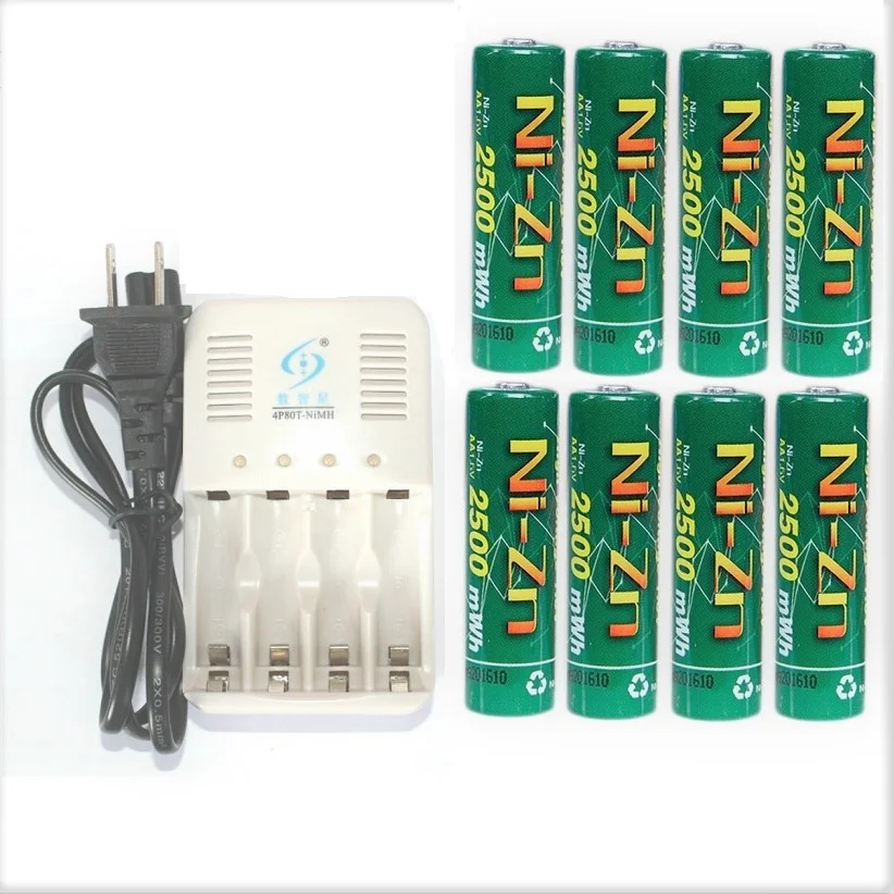 

8Pcs BPI NiZn 1.6V 2500mwh AA Rechargeable Battery + AA AAA battery Charger set