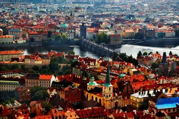 

Home decoration prague czech republic charles bridge panorama cityscape tower Silk Fabric Poster Print 367FJ