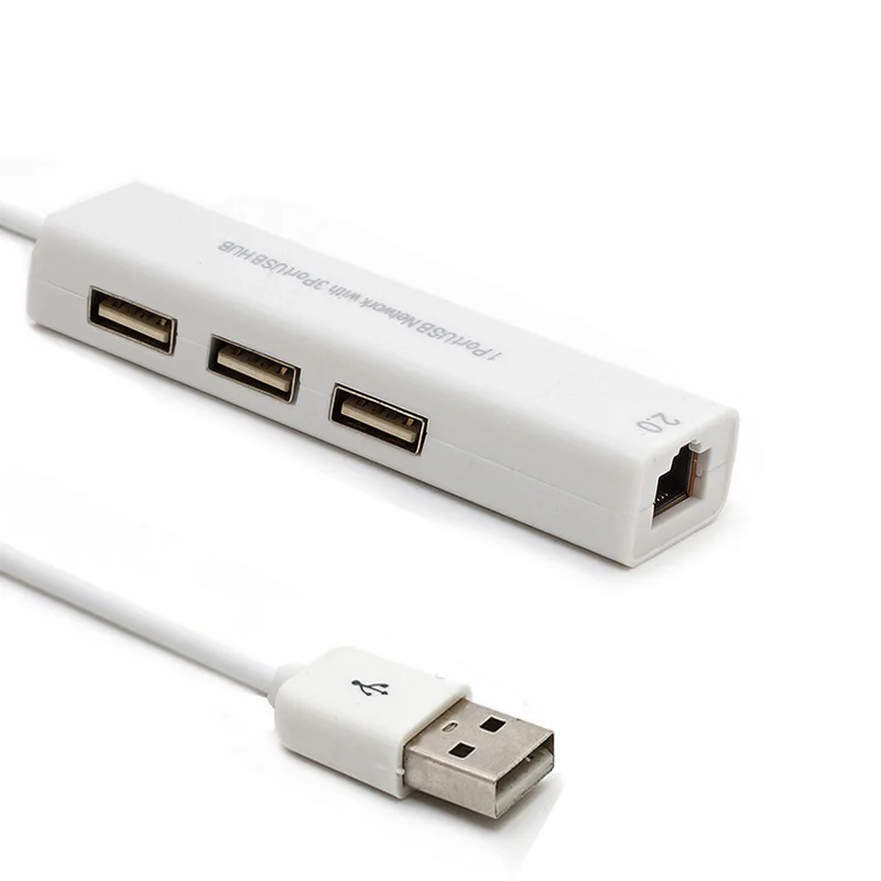 Адаптер USB Ethernet usb хаб для сетевой карты RJ45 Lan Mac iOS Windows 98SE/2000/ME/XP/Vista/7 с 3 портами 2 0