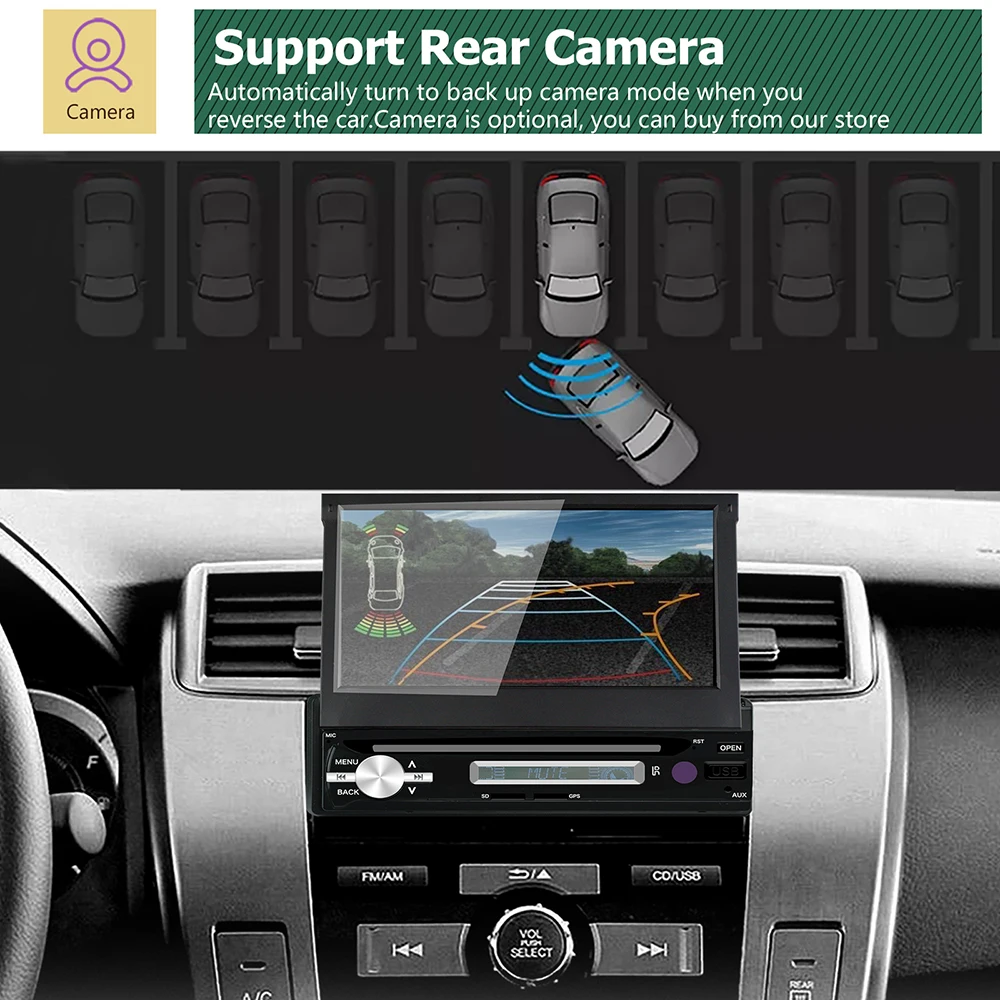 1din Android 8,1 2G+ 16G Автомобильная стерео MP5 " четырехъядерный gps Bluetooth зеркальная связь WiFi AM FM RDS радио автоматический выдвижной экран