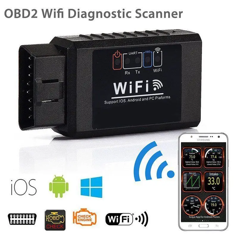 ELM 327 wifi V1.5 черный поддерживает Android Apple двойная система OBD2 автомобильный детектор