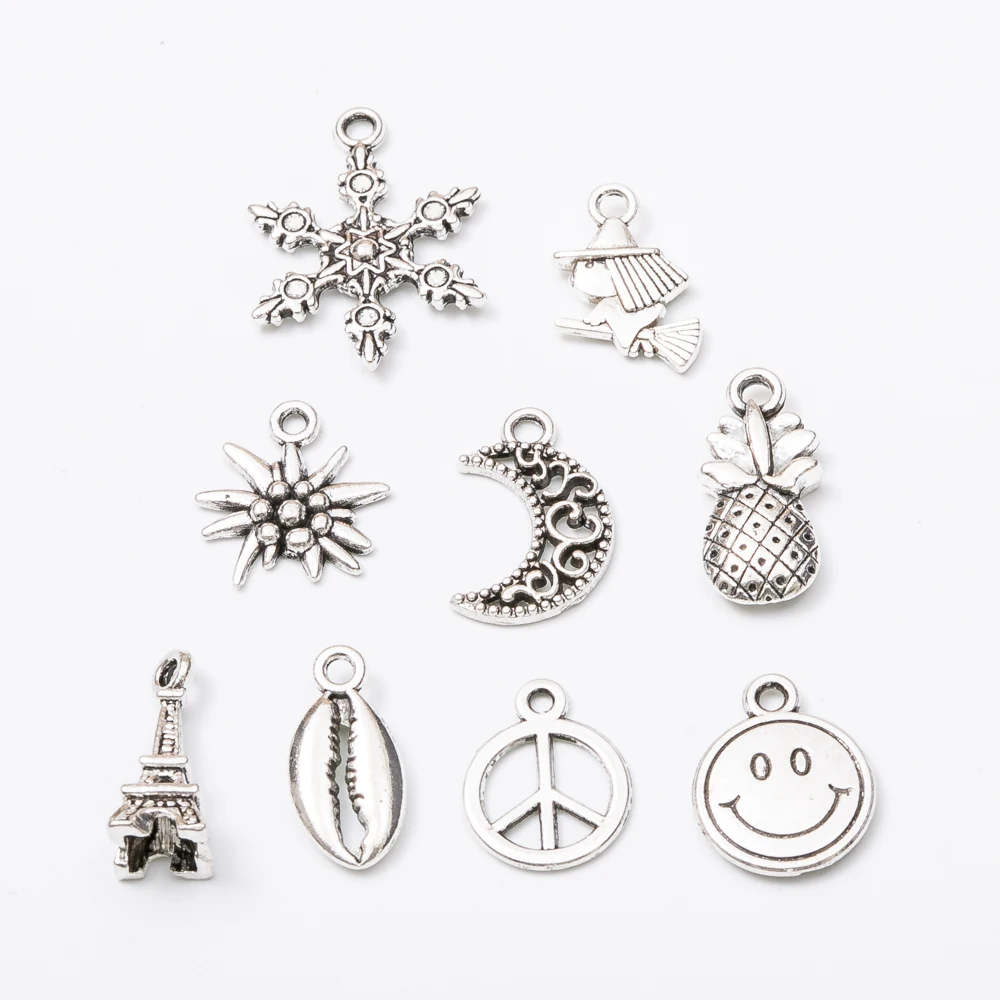 Wholesale 50pcs Tibetan silver Pendant Alloy DIY Fashion charm Bracelet