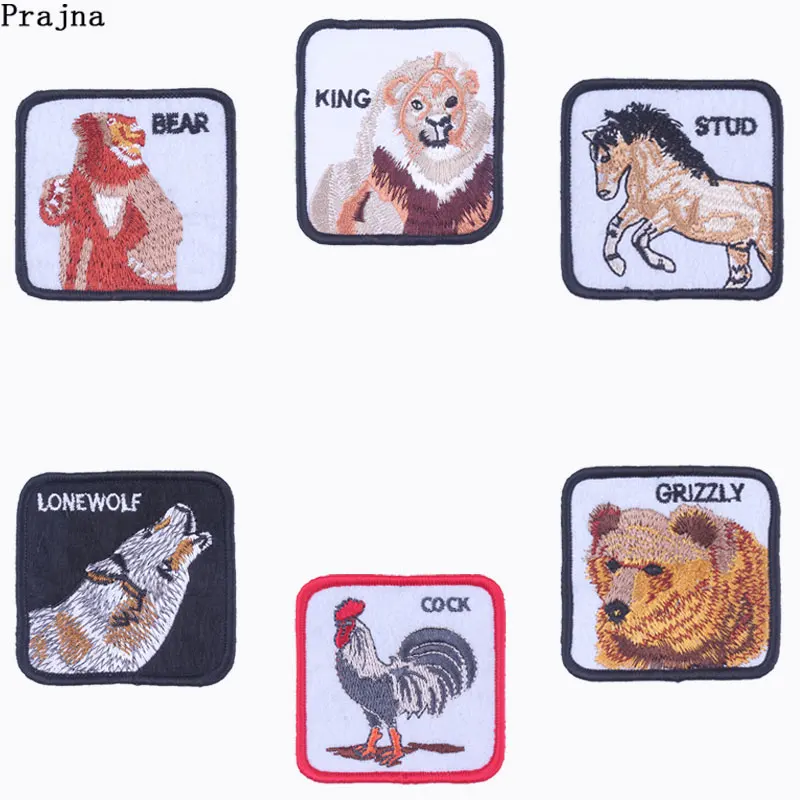 

Prajna Embroidered King Lion Sewing On Patches Bear Horse Parches For Clothes Wolf DIY Badge Decor Accessories Cheaper F