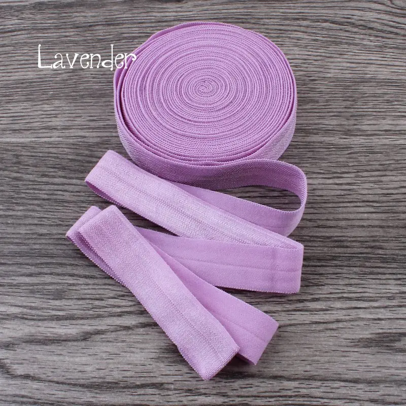 120 ярдов/партия 5/"(16 мм) 20 цветов блестящая однотонная сгибающаяся эластичная лента FOE для эластичных повязок для волос - Цвет: lavender