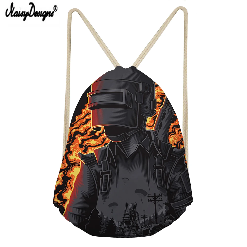 NOISYDESIGNS Custom Drawstring сумка Горячая игра PUBG тема Печать Drawstring сумка Детский рюкзак Junior Boy сумка для хранения Bolsos