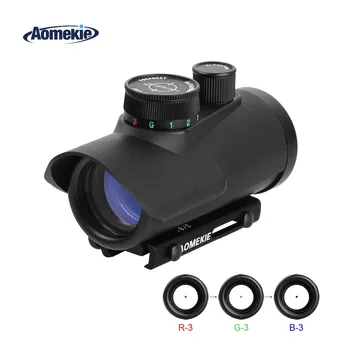 

AOMEKIE 1X30 Tactical Reflex Rifle Scope Red/Green/Blue Dot Hunting Optics Riflescope Tactical Sight with 11/20/22mm Rail Mount