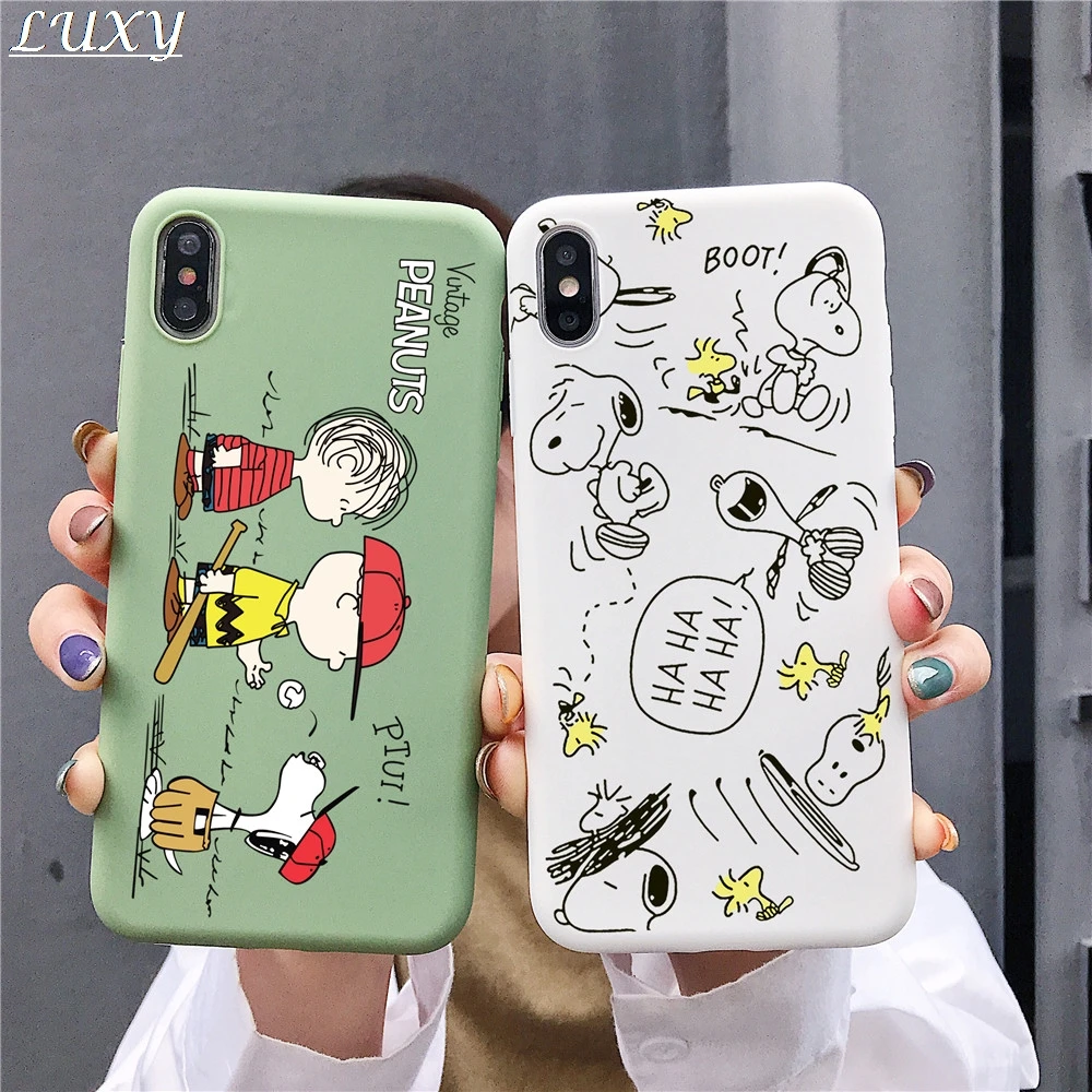 Cute peanut cartoon Charlie Brown friends Phone Case For Apple iPhone 7 8 6 6s Plus 11 pro X XS Max Xr relief Candy TPU Cover