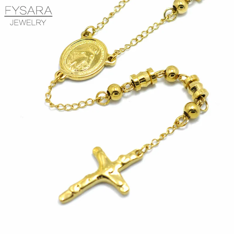Men Necklace FYSARA Beads Cross Pendants Necklace For Men Religious Jewelry Christian Long Necklace Saint Benedict Rosary Pray Necklaces