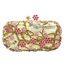 Laisc winterblüte kupplung taschen chinesischen stil plum blossom baum vögel kristall abendtaschen rot hochzeit braut kupplung geldbörse sc216