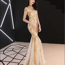 Модное блестящее Золотое длинное платье с камнями, женское облегающее платье для дня рождения, вечеринки, танцев, Сетчатое трикотажное платье