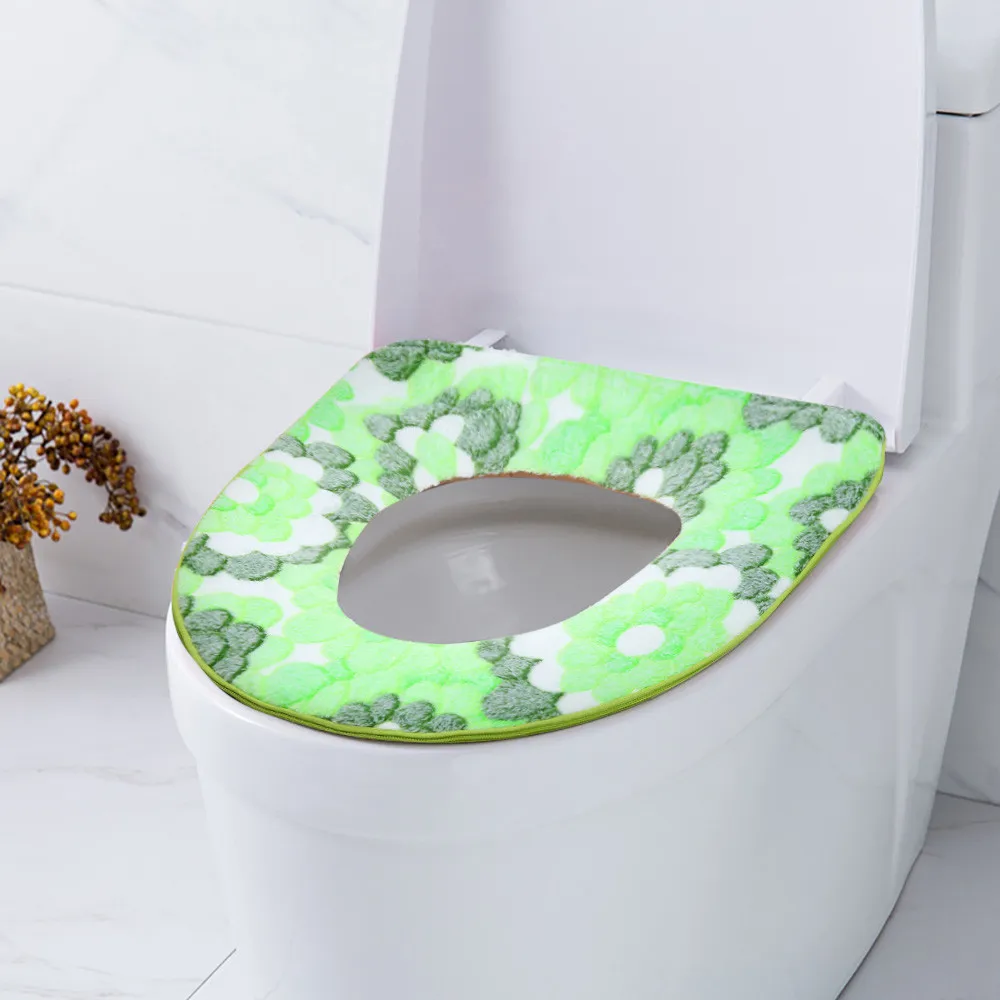 Ванная комната теплое сиденье на унитаз чаша мягкая молния цветок моющаяся Крышка верхняя крышка коврик практичный Тапа inodoro Туалет
