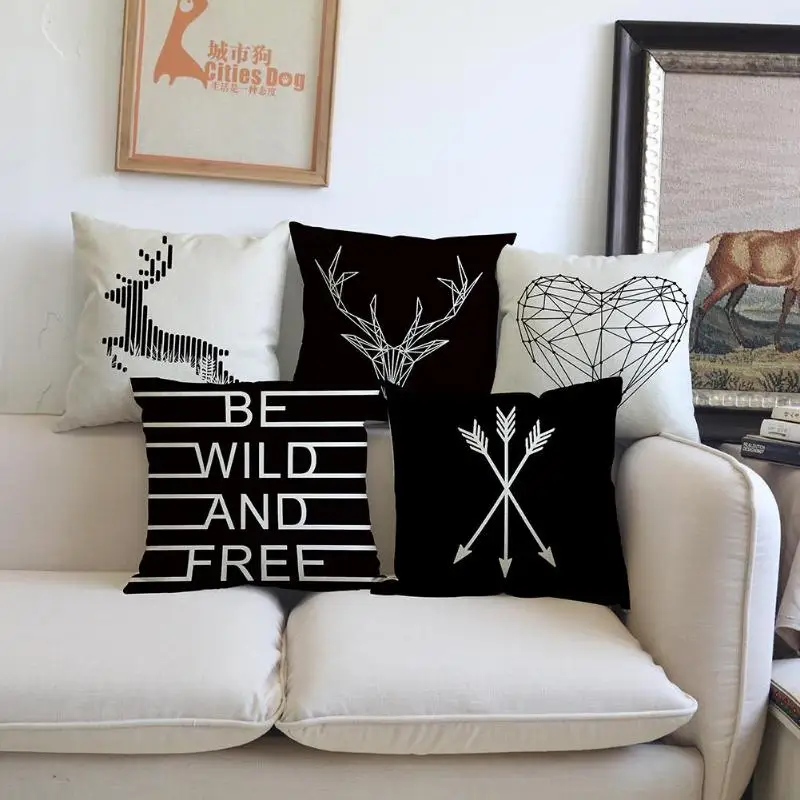 

Creative Heart Comfortable Linen Pillowcase Printing Pillowcase Linen Case Home Pillowslip 45X45 CM