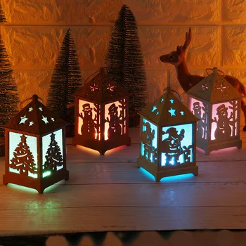 

Christmas Hanging Night Light Snowman Night Light Santa Claus Lantern Xmas Decor --M25