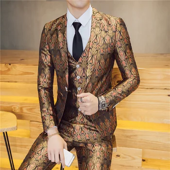 

2020 men's suit pattern coating trend of cultivate one's morality men spend a suit three-piece male fine suit