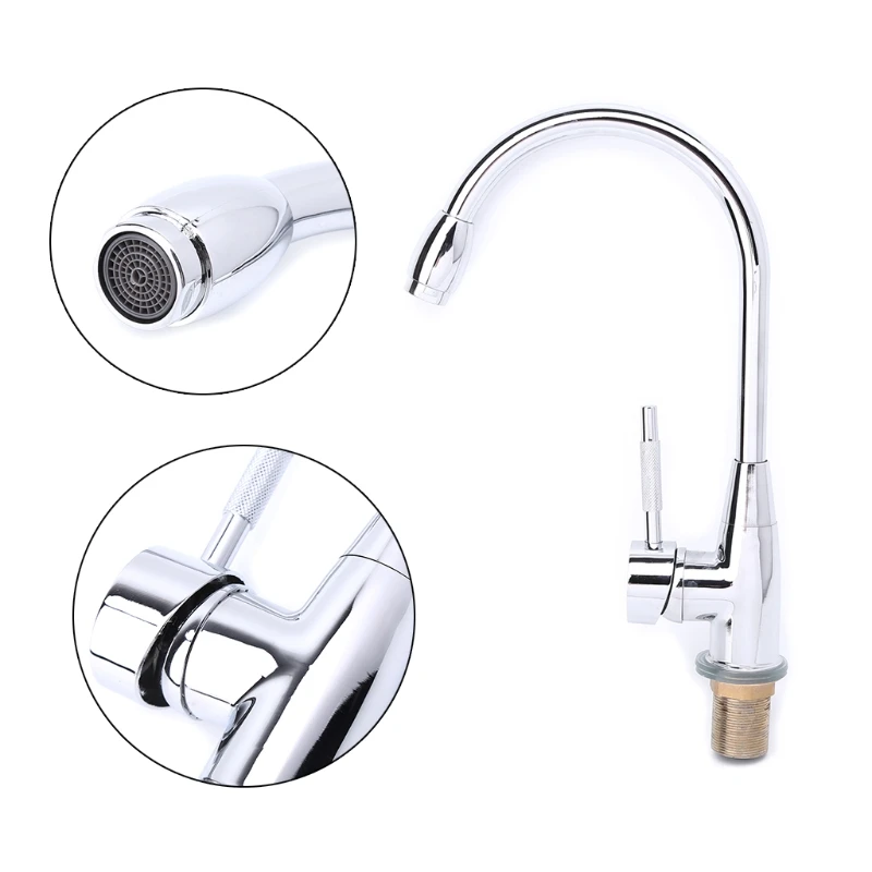 Chrome 360 Degree Swivel Alloy Kitchen Mixer Cold Hot Basin Sink Tap Faucet