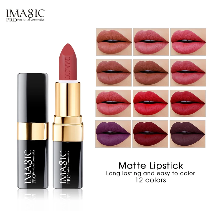 

IMAGIC Lipstick Moisturizer Lips Smooth Lip Stick Long Lasting Charming Lip Lipstick Cosmetic Beauty Makeup 12 Colors
