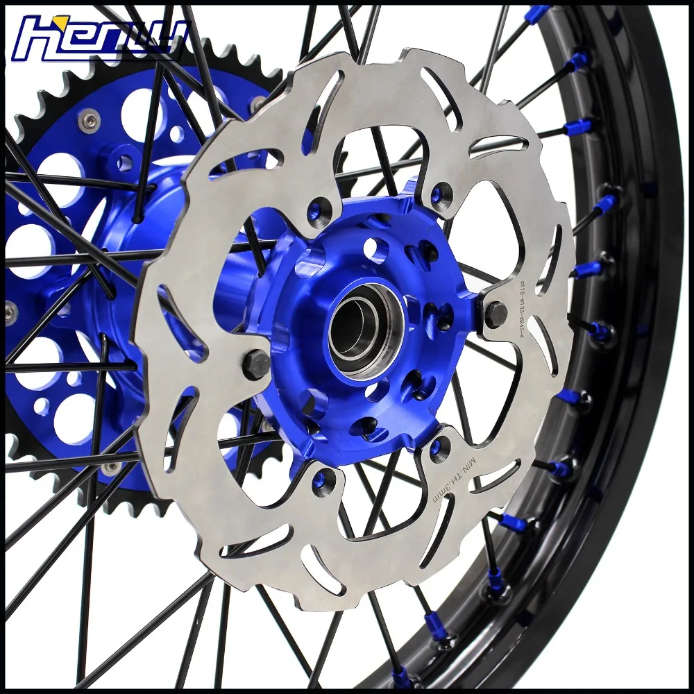 21/18 обод мотоцикла эндуро колеса в сборе Набор для YAMAHA YZ125/250 1999- YZ250F 2001- YZ450F 2003- синий/черный диск