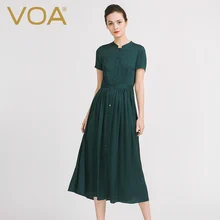 VOA Europe and the United States in the spring and summer of 2016 sets of new green waist head pure silk dress dress shirt VOA Europe and the United States in the spring and summer of 2016 sets of new green waist head pure silk dress dress shirt