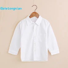 Новое поступление От 6 до 12 лет Одежда для мальчиков белые школьные свадебные рубашки для мальчиков отложной воротник с длинным рукавом Подростковая рубашка для мальчиков детские топы
