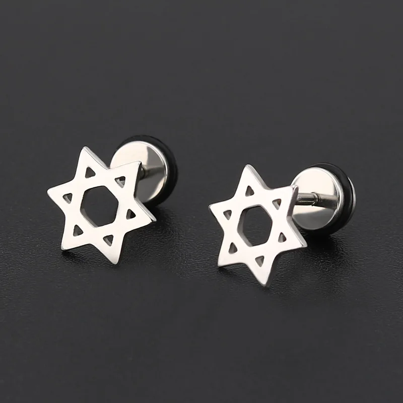

New Hollow Small Magen Star of David Hexagram Stud Earrings for Women Israel Ethnic Faith Jewish Jewelry Gift Earrings