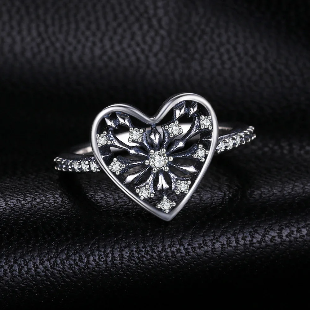 JewelryPalace 925 Sterling Silver GLiter Heart Ring Spring Flower Anniversary Gift Women Fashion Jewelry New Design Hot Selling