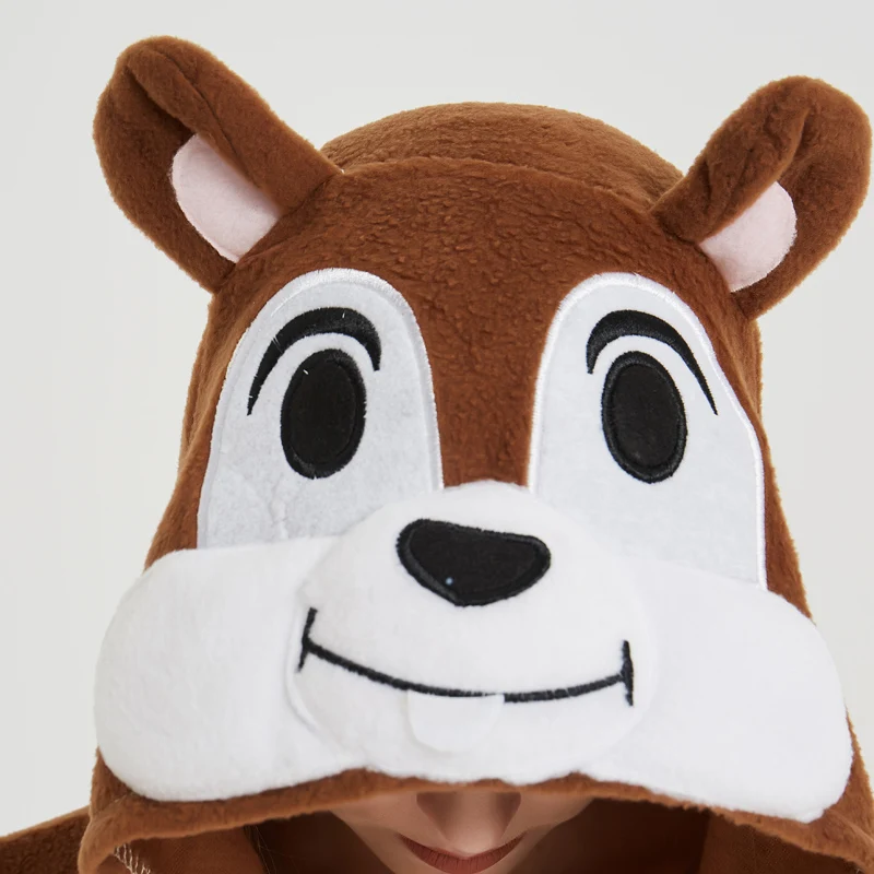 Пижама с белкой на Хэллоуин Kigurumi для женщин ткань флис зимняя комбинезон