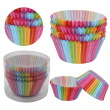 Шт. 100 шт. ПВХ Радуга Бумажные Формочки для кекса бумага лоток упаковка о кекс Лайнер кекс бумажный стакан для Выпечки Muffin чехол торт плесень