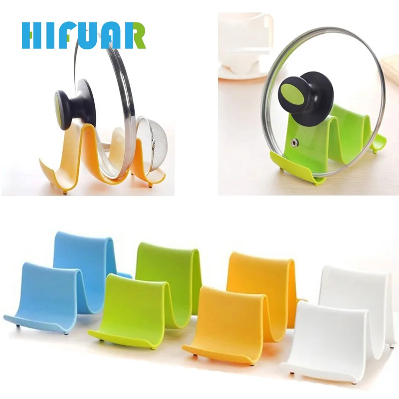 Hifuar Multifunction Simple Wave Design Plastic Pot Shelf Cover Pan Holder Lid Ladle Spoon Rest Organizer Stand Kitchen Tool | Дом и сад