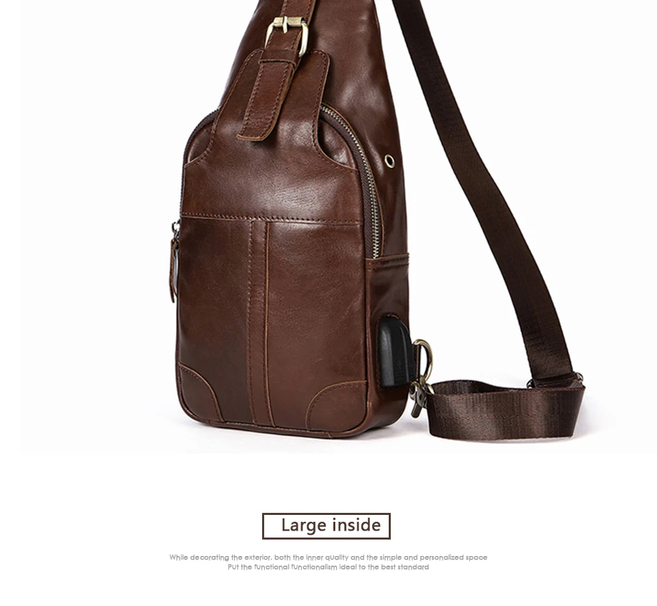 genuine leather men bag zipper crossbody bag sling bag men chest pack men messenger bags (12)