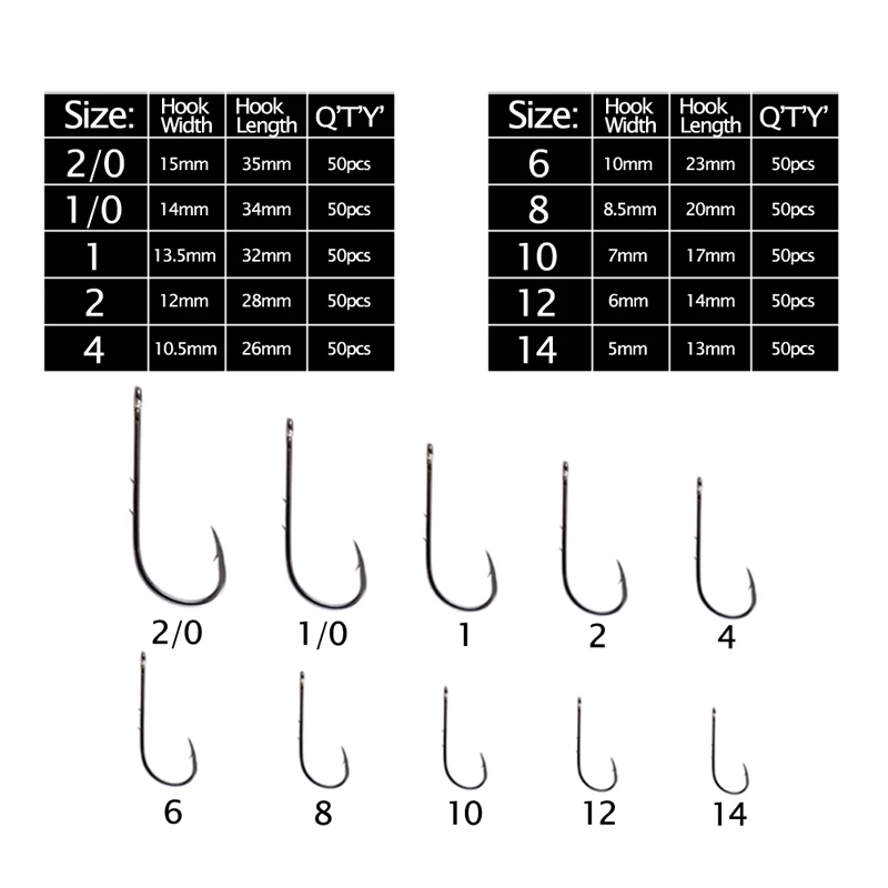 Wifreo 500 шт./компл. 2/0~ 14 с высоким содержанием углерода Сталь удлиненное Baitholder крючок для рыбалки на карпа пруд озеро пресной воды червь бронзовых морских рыболовных крючков