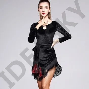 women competition profi new ballroom latin dance tassel elegant senior top fringe women latin dress dancing dresses cha cha