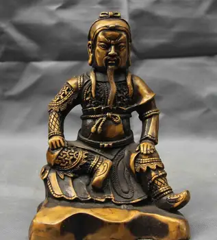 

free shipping Chinese Folk Bronze Copper Guan Gong Guan Yu Warrior Buddha Statue