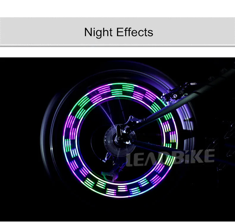 Leadbike велосипедный спицевой светильник 30 узоров красочное защитное колесо светильник лампа движение и светильник датчик ночной езды аксессуары