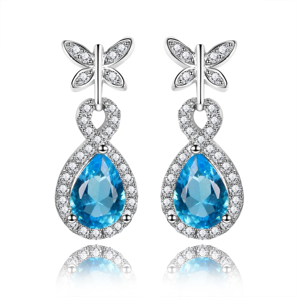 Blue Gemstone Earrings For Women Pure 925 Sterling Silver Aquamarine Whole Blue Gemstone Earrings For Women Pure 925 Sterling Silver Aquamarine Drop Fashion Christmas Jewelry Gift New