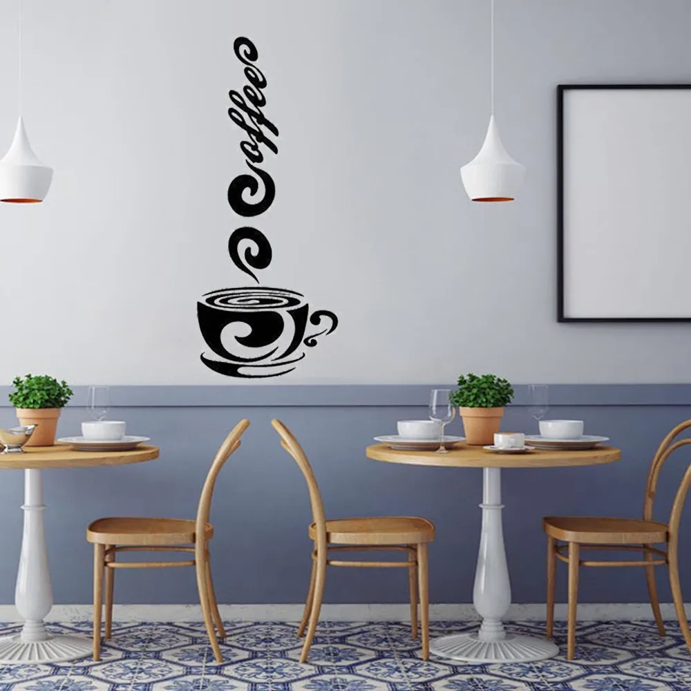 Кофе кружки Чай Кофе Переводные картинки виниловые 42*17 см ПВХ обои наклейки на стену Кухня Ресторан Паб Декор наклейки на стену
