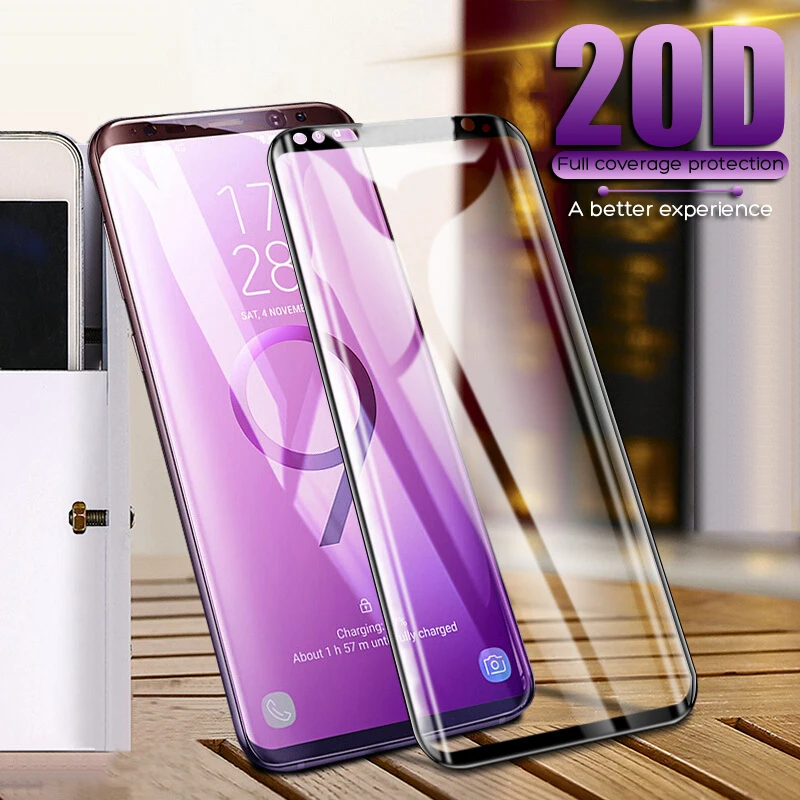 

20D Curved Full Cover Screen Protector For Samsung Galaxy S8 S9 Note 9 8 Tempered Glass For Samsung S9 Plus S6 S7 Edge Glass